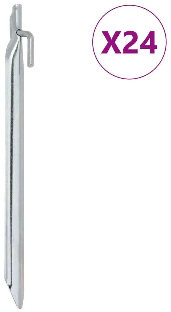 vidaXL Estacas p/ tenda 24 pcs forma de V 25 cm Ø20 mm aço galvanizado