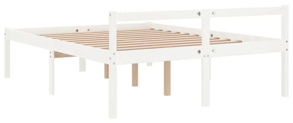 Estrutura de cama 140x190 cm pinho maciço branco