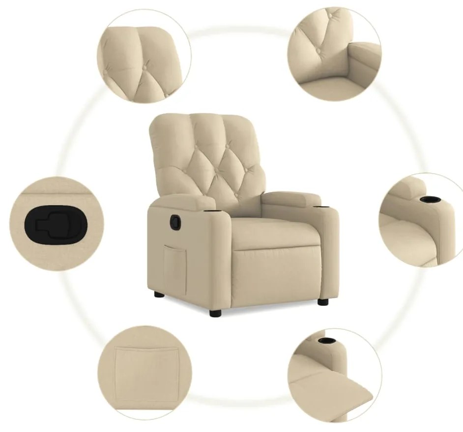 Poltrona reclinável tecido cor creme