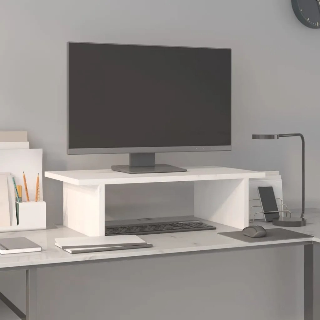 vidaXL Suporte para monitor 50x27x15 cm pinho maciço branco