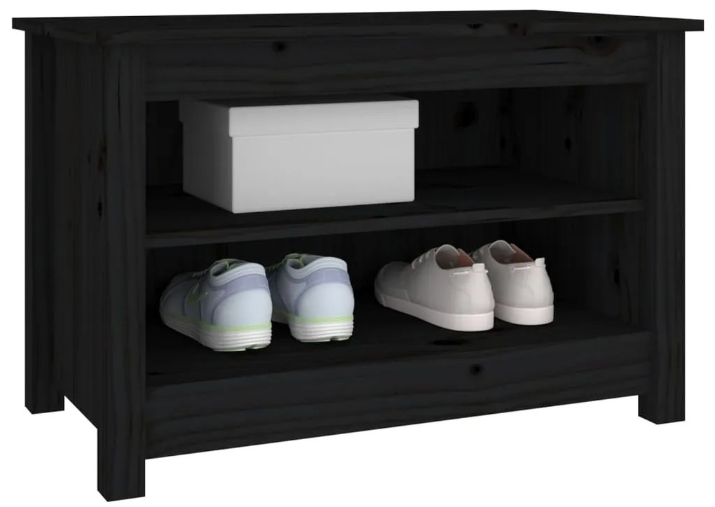 Banco sapateira 70x38x45,5 cm pinho maciço preto