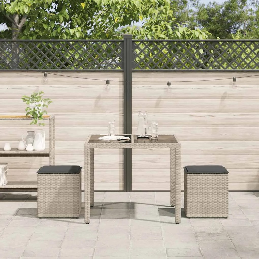 Bancos de jardim almofadas 2unid 40x40x43cm vime PE cinza claro