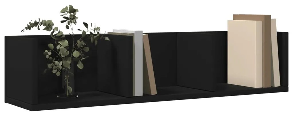 Armários de parede 2 pcs 75x18x16,5 cm derivados madeira preto