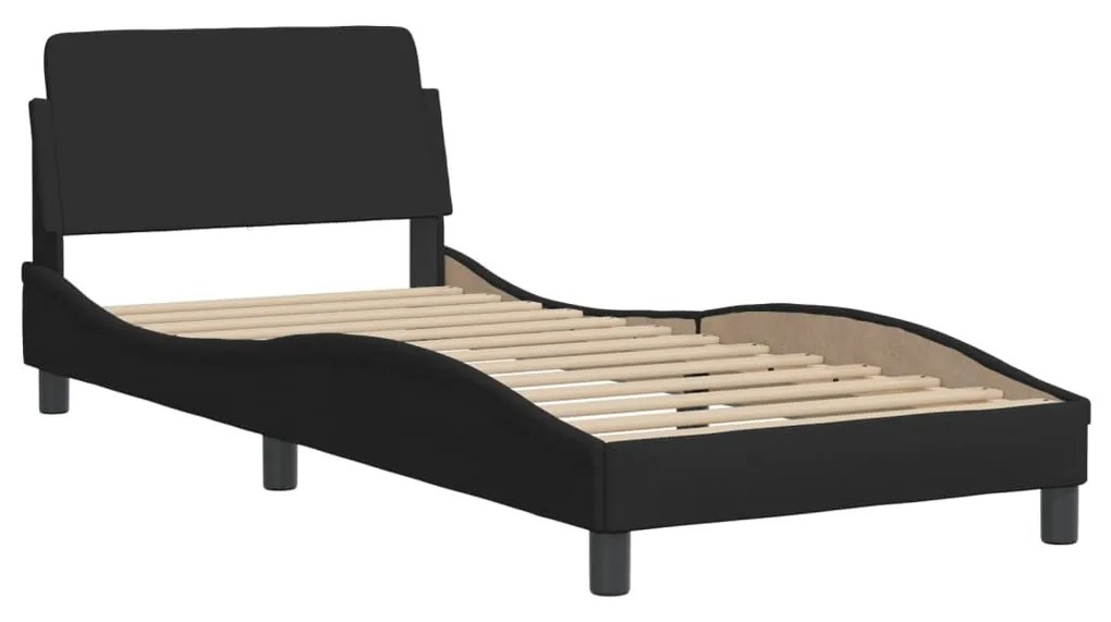 Cama com colchão 90x190 cm tecido preto