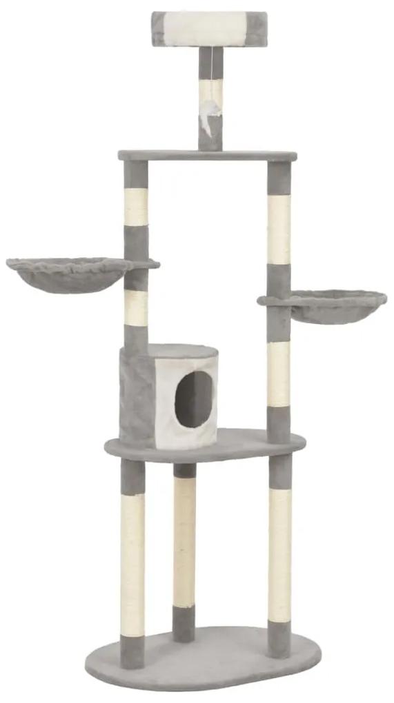 Árvore para gatos c/ postes arranhadores sisal 180 cm cinzento