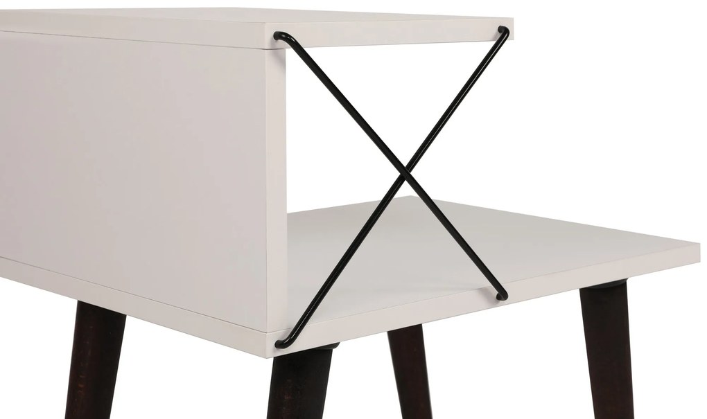 Mesinha de Cabeceira Cross – Branco – 50x55x40 cm
