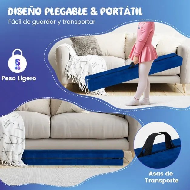 Barra de equilíbrio Ginástica dobrável com base de madeira maciça e superfície antiderrapante de espuma portátil com alça para crianças e adolescente