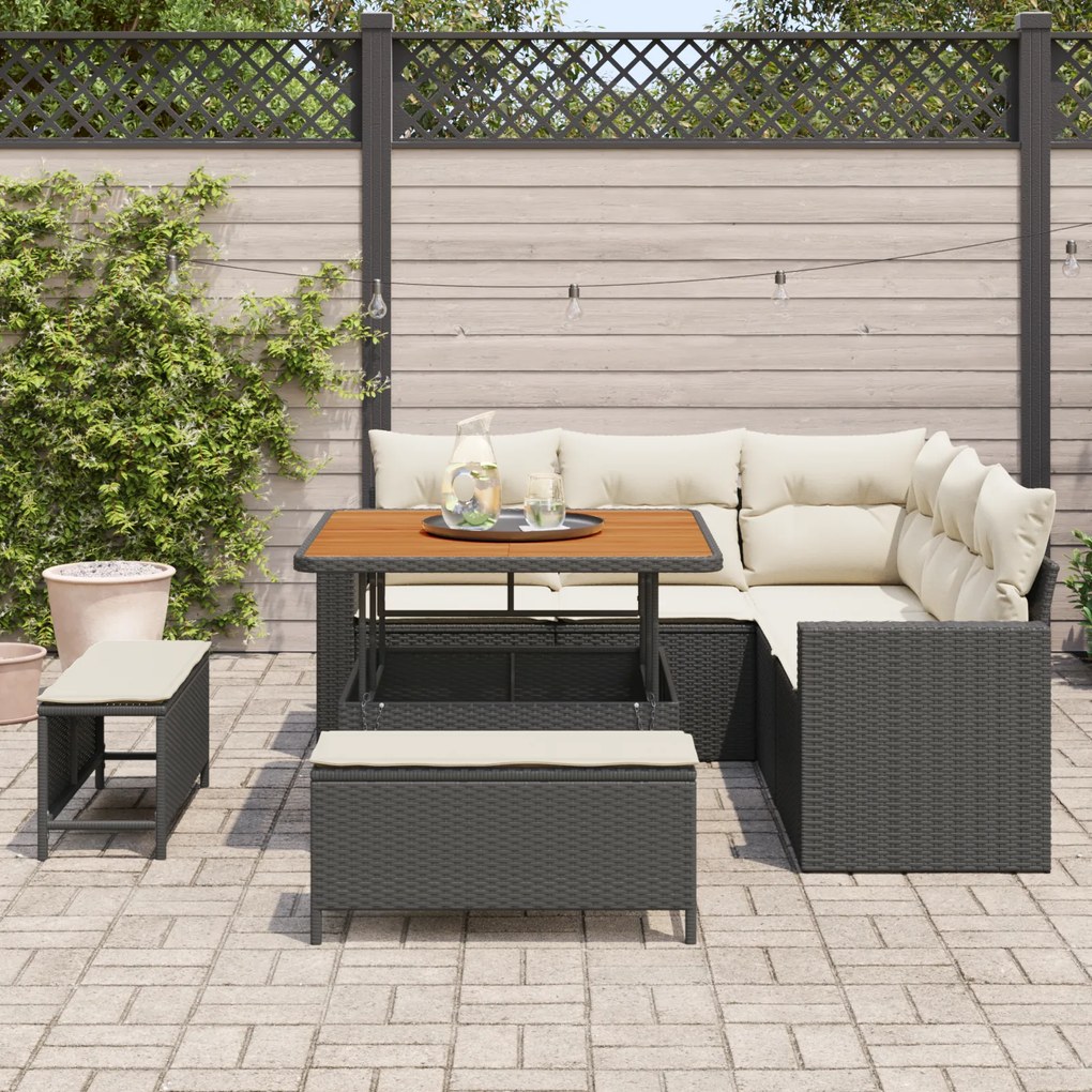Conjunto de Sofás de Jardim vidaXL de 8 Peças com Almofadas em Rattan