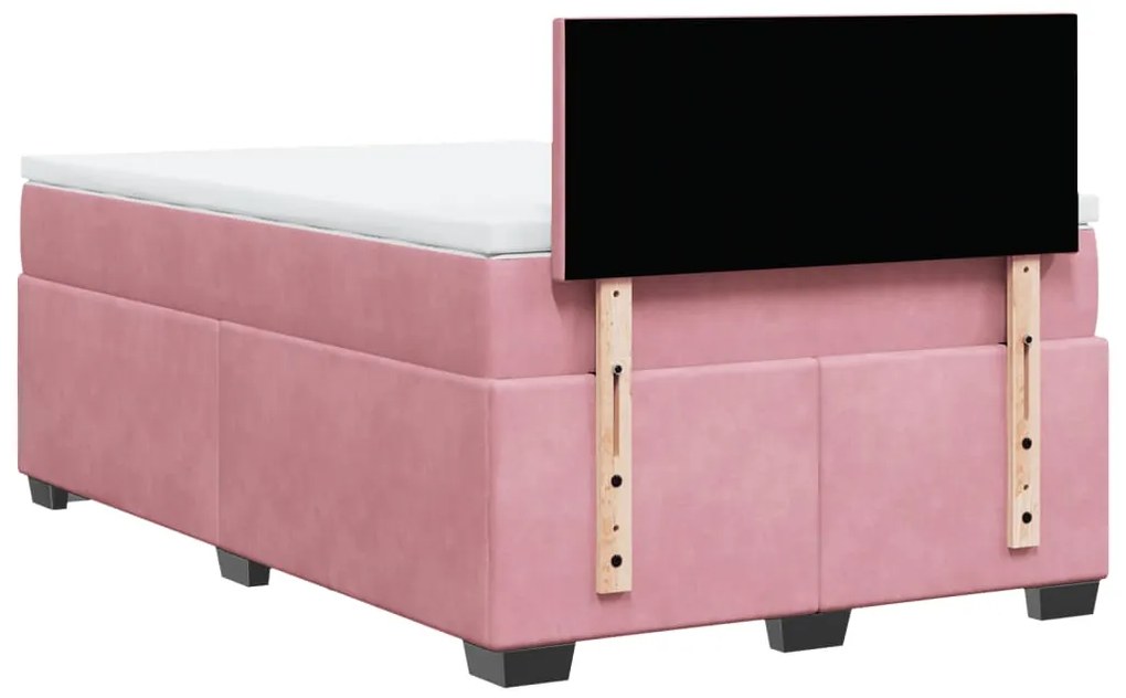 Cama boxspring com colchão 120x190 cm veludo rosa