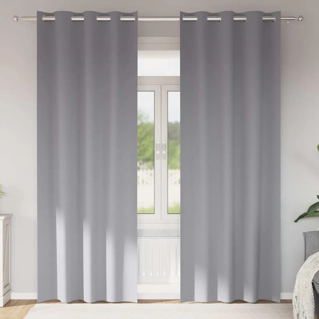 Cortinas 2 pcs Cinzento-claro 260 x 140 cm Poliéster