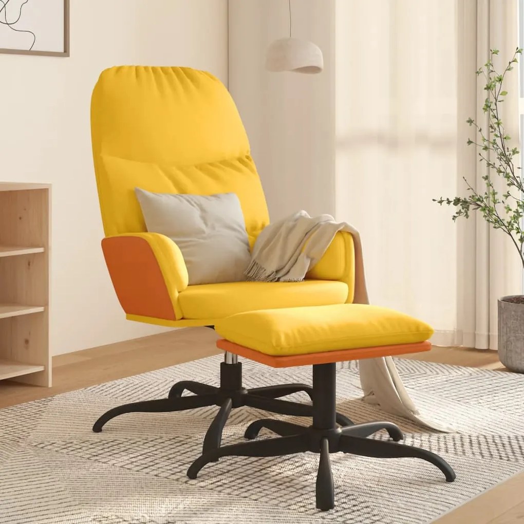 vidaXL Cadeira de descanso com banco tecido amarelo mostarda