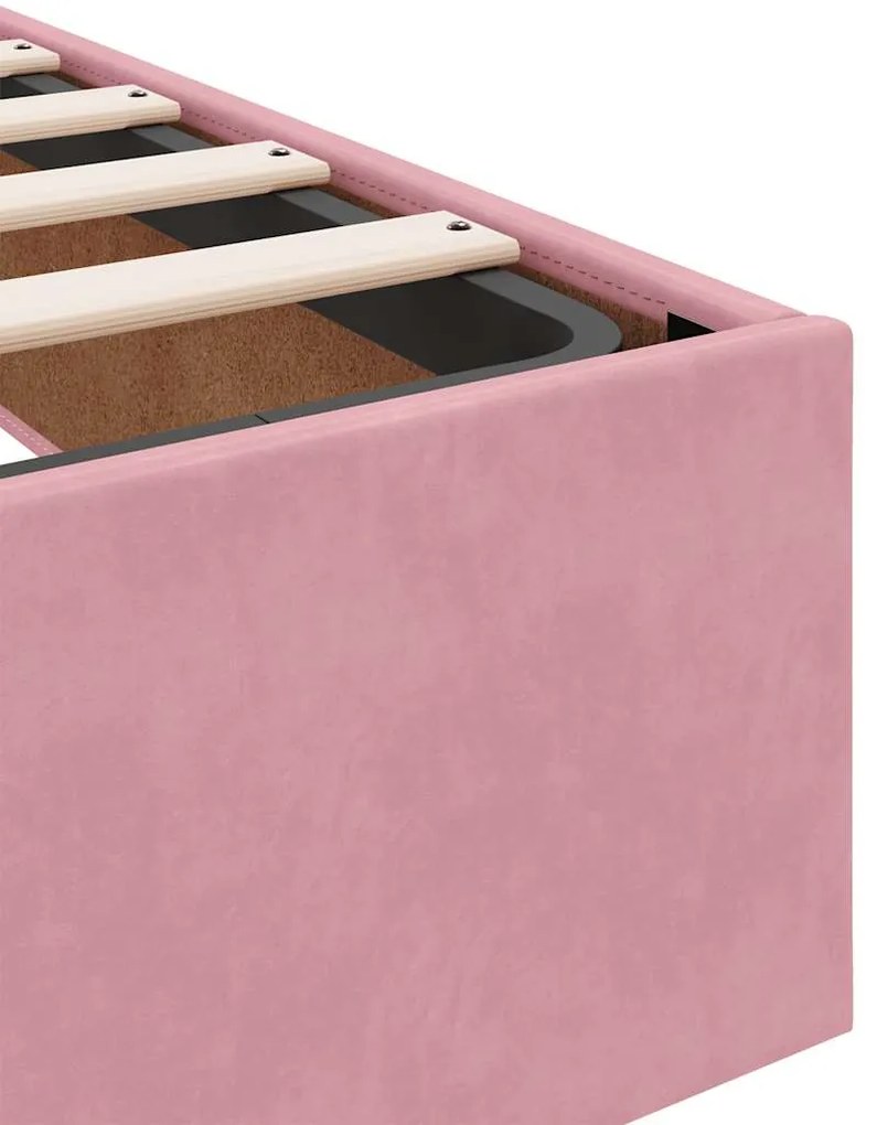 Estrutura de cama otomana sem colchão 140x200 cm veludo rosa