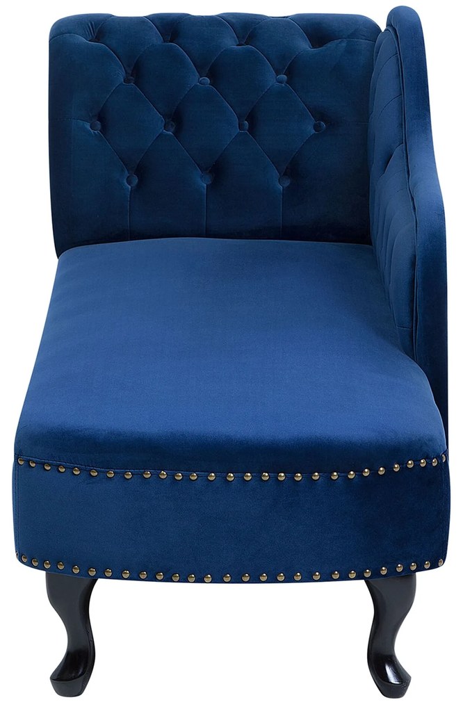 Chaise-longue à esquerda em veludo azul NIMES Beliani