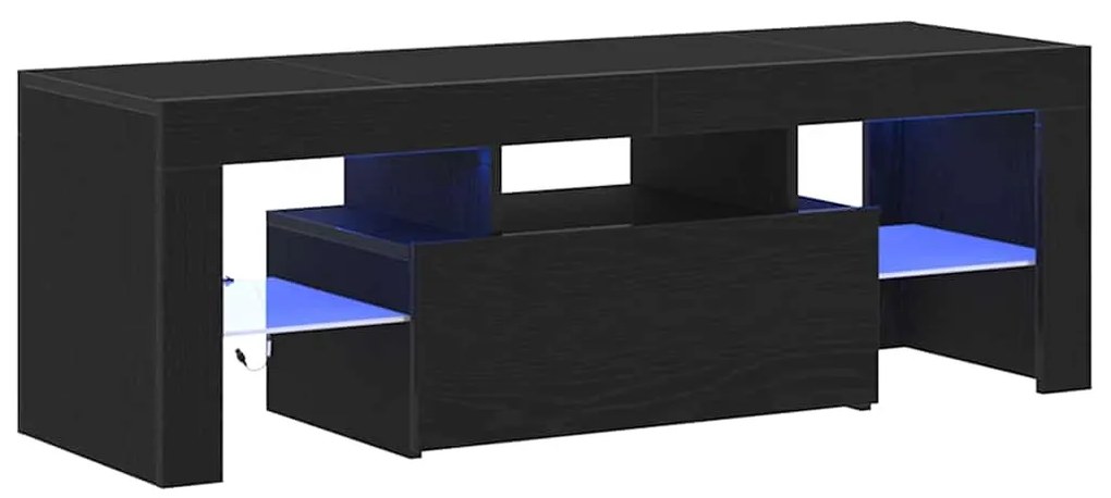 Rack de TV vidaXL com Luzes LED Carvalho Preto 120x35x40 cm