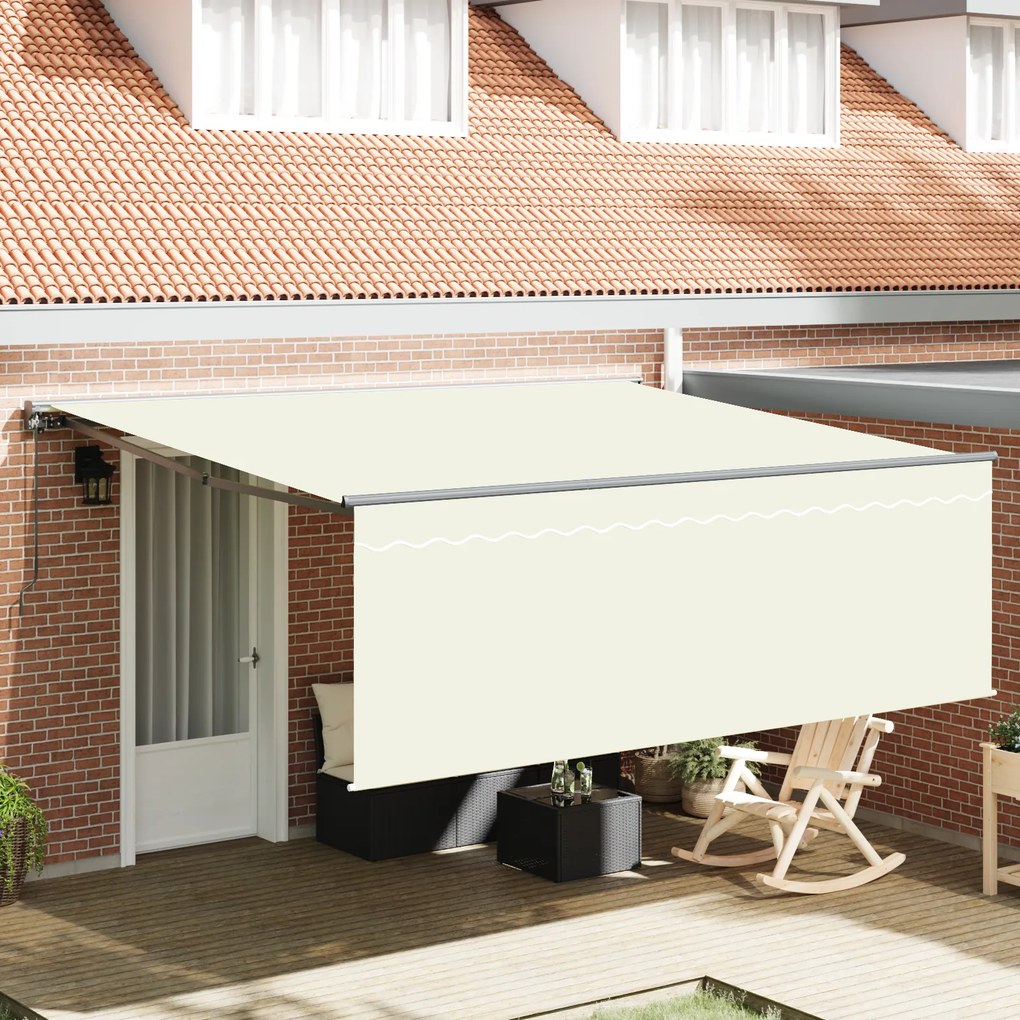 vidaXL Toldo Retrátil Manual Creme 350x250 cm