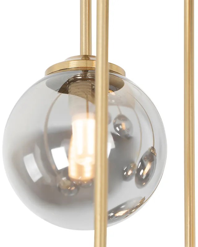 LED Plafond inteligente dourado com vidro fumado 9 luzes incluindo 9 Wifi G9 - Athens Moderno