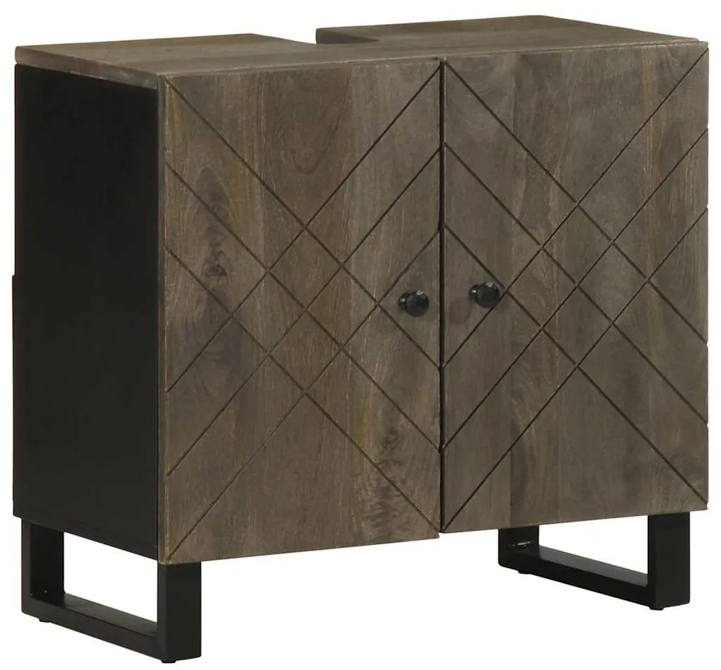 vidaXL Armário para lavatório 62x33x58 cm madeira maciça manga preto