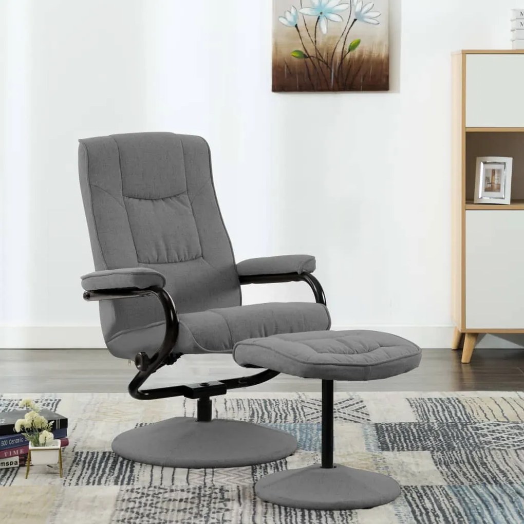 249311 vidaXL Cadeira reclinável com apoio de pés tecido cinzento-claro