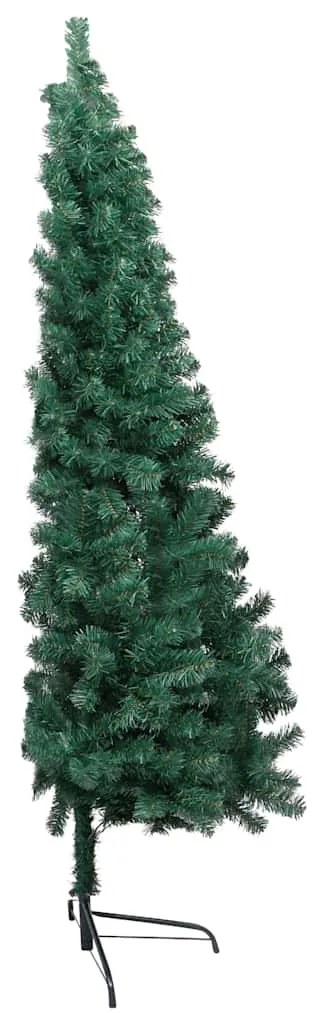 Meia árvore Natal artificial pré-iluminada c/ bolas verde