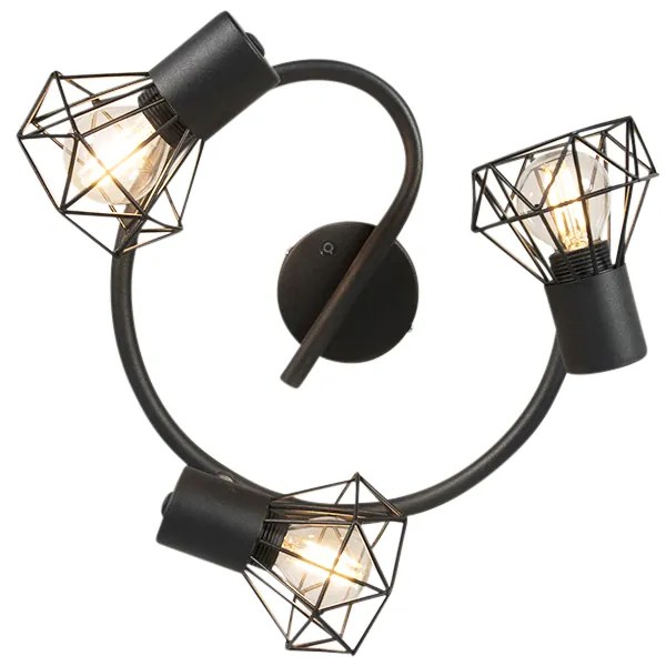 Projetores Art Deco preto ajustável 3 luzes - Mosh Moderno