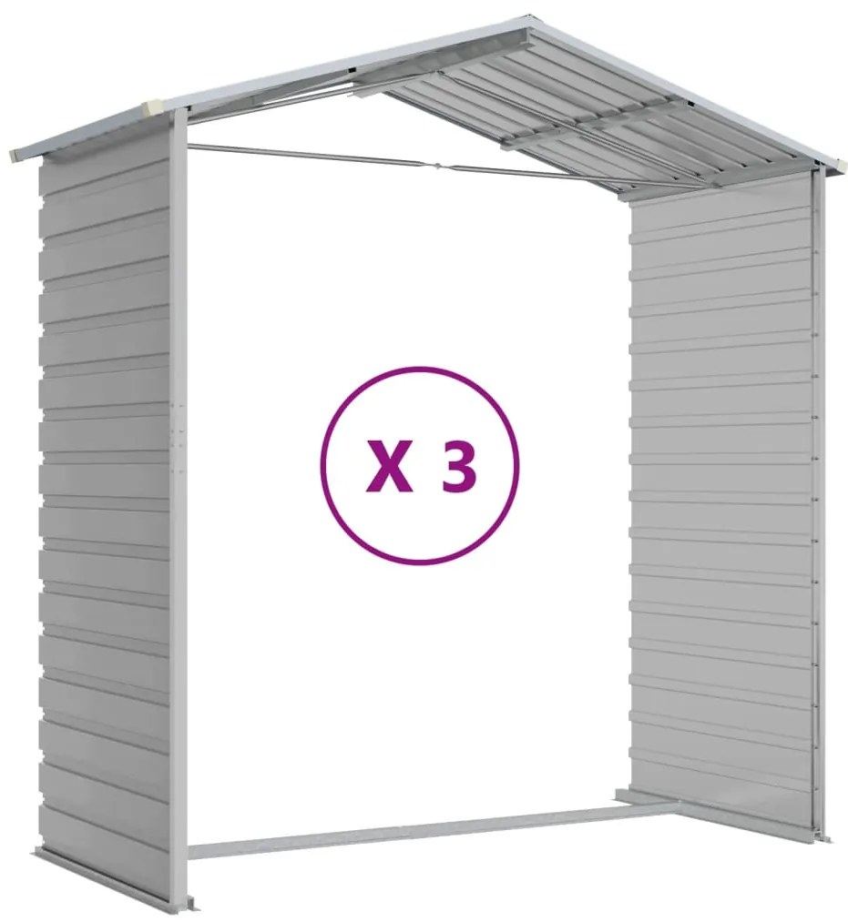 Abrigo de jardim 191x300x198 cm aço galvanizado cinzento-claro