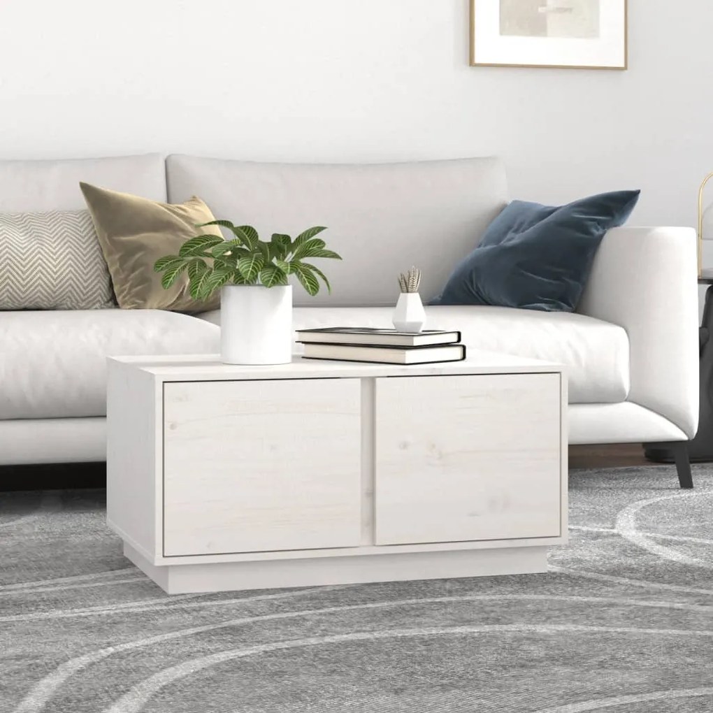 vidaXL Mesa de centro 80x50x40 cm madeira de pinho maciça branco