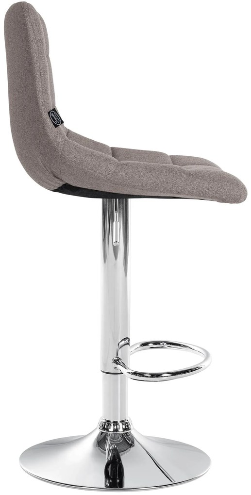 Banco de bar Jerry em tecido com estrutura cromada 87-108,5 x 43 x 46,5 cm Cinzento