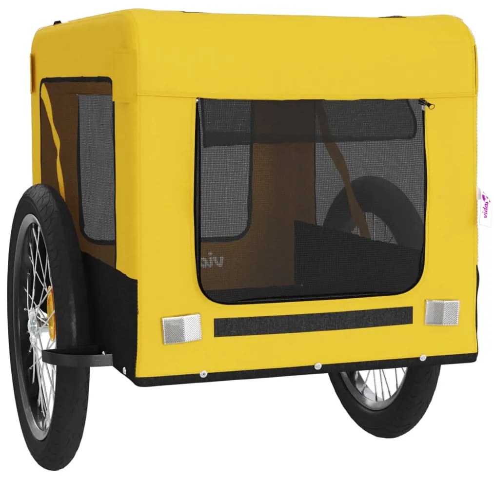Reboque bicicleta p/ animais tecido oxford/ferro amarelo/preto