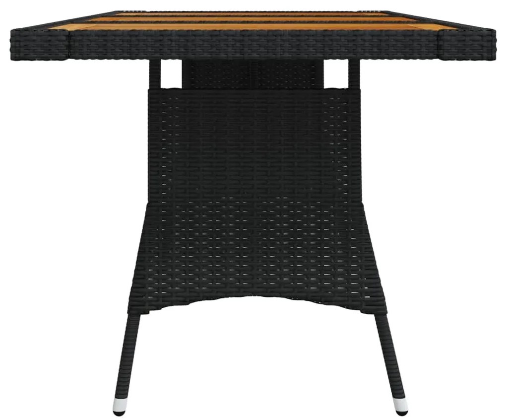 Mesa de jardim 160x70x72 cm vime PE e acácia maciça preto