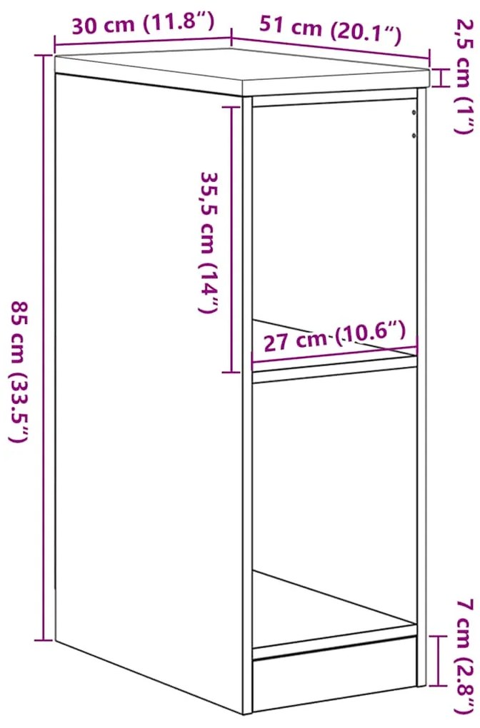 Armário de arrumação de garagem Branco 30x51x85 cm