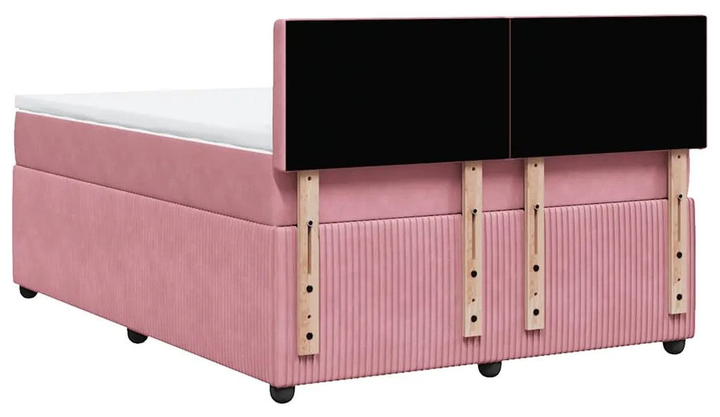 Cama com molas/colchão 140x200 cm veludo rosa