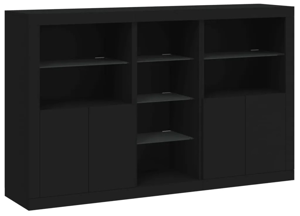 Aparador com luzes LED 162x37x100 cm preto