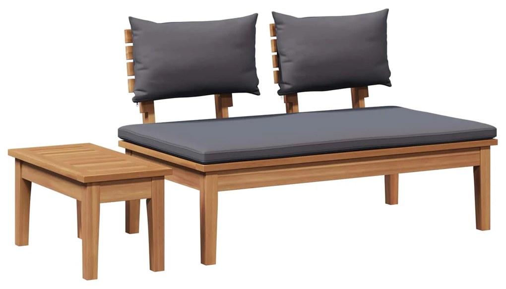 vidaXL Banco de jardim 2 pcs Cinza e Marrom Madeira de teca maciça