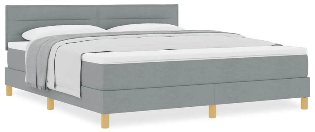 Cama Box Spring com Colchão Cinza Claro 180x200 cm Tecido