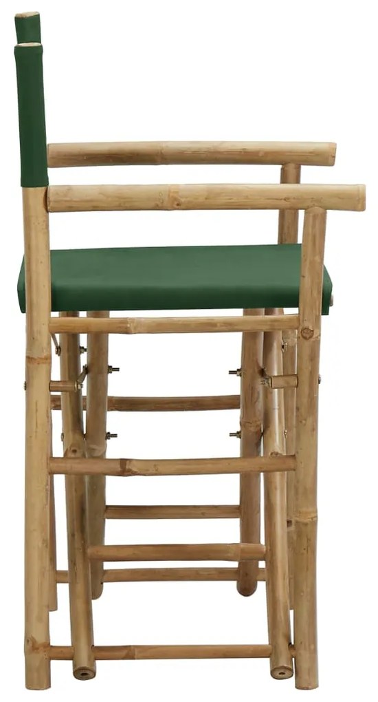 Cadeiras de realizador dobráveis 2 pcs bambu e tecido verde