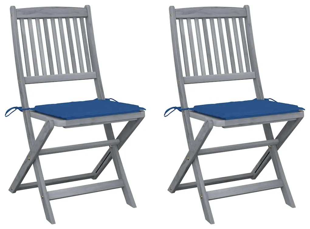 vidaXL Cadeiras exterior dobráveis c/ almofadões 2 pcs acácia maciça