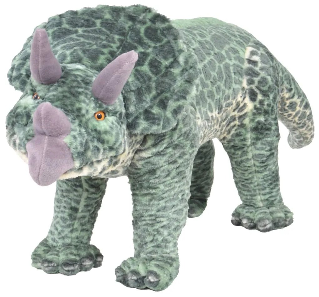 vidaXL Brinquedo de montar dinossauro triceratops peluche verde XXL