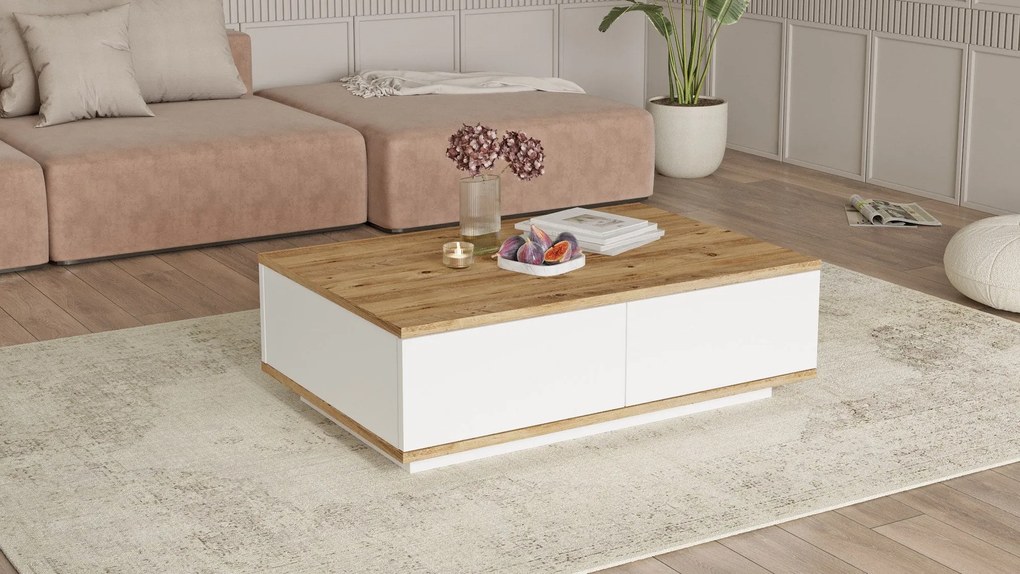 Mesa de Centro FR14 – Pinho Atlântico e Branco – 90x28,6x60 cm