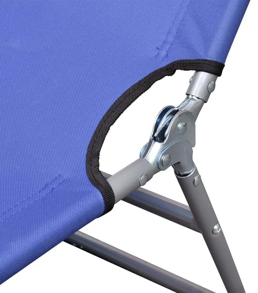 Espreguiçadeira dobrável aço revestido a pó azul