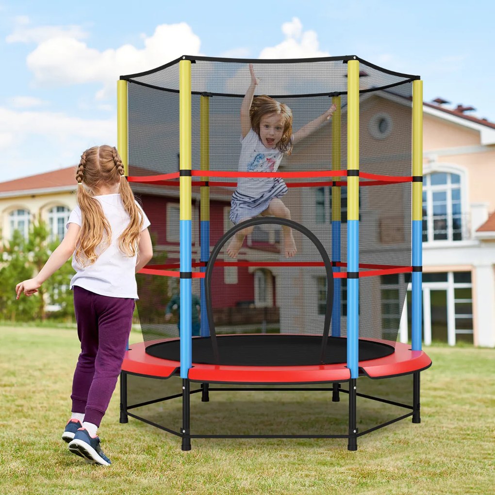 Trampolim para crianças 140 cm com Rede de Segurança Mini Trampolim com Estrutura de Aço Robusta e Tapete de Salto