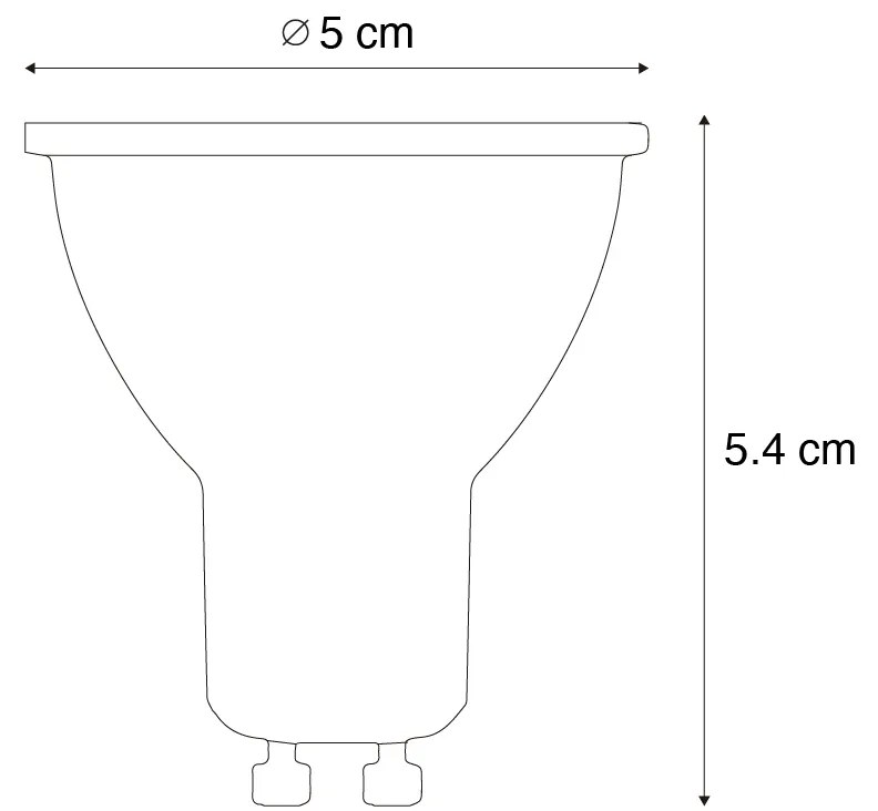 Lâmpadas LED GU10 50mm Brilhantes 4.7W 400lm 2200-2400K