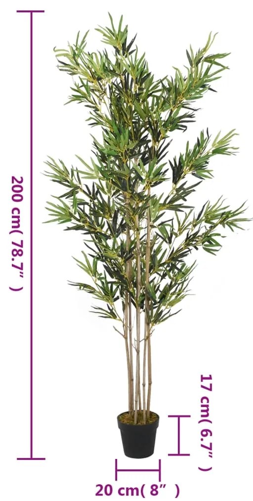 Árvore de bambu artificial 1380 folhas 200 cm verde