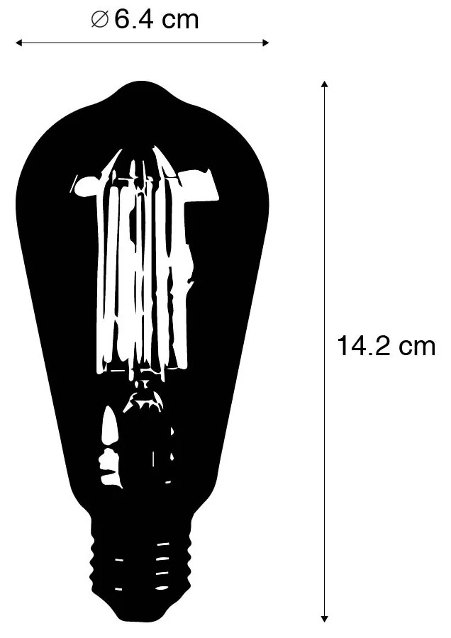 Conjunto de 2 Lâmpadas LED Inteligentes E27 ST64 Fumê 7W 400lm 1800K