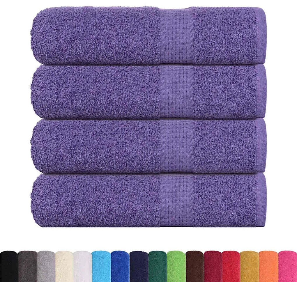 Toalhas de banho 4 pcs 70x140 cm 360 gsm 100% algodão roxo