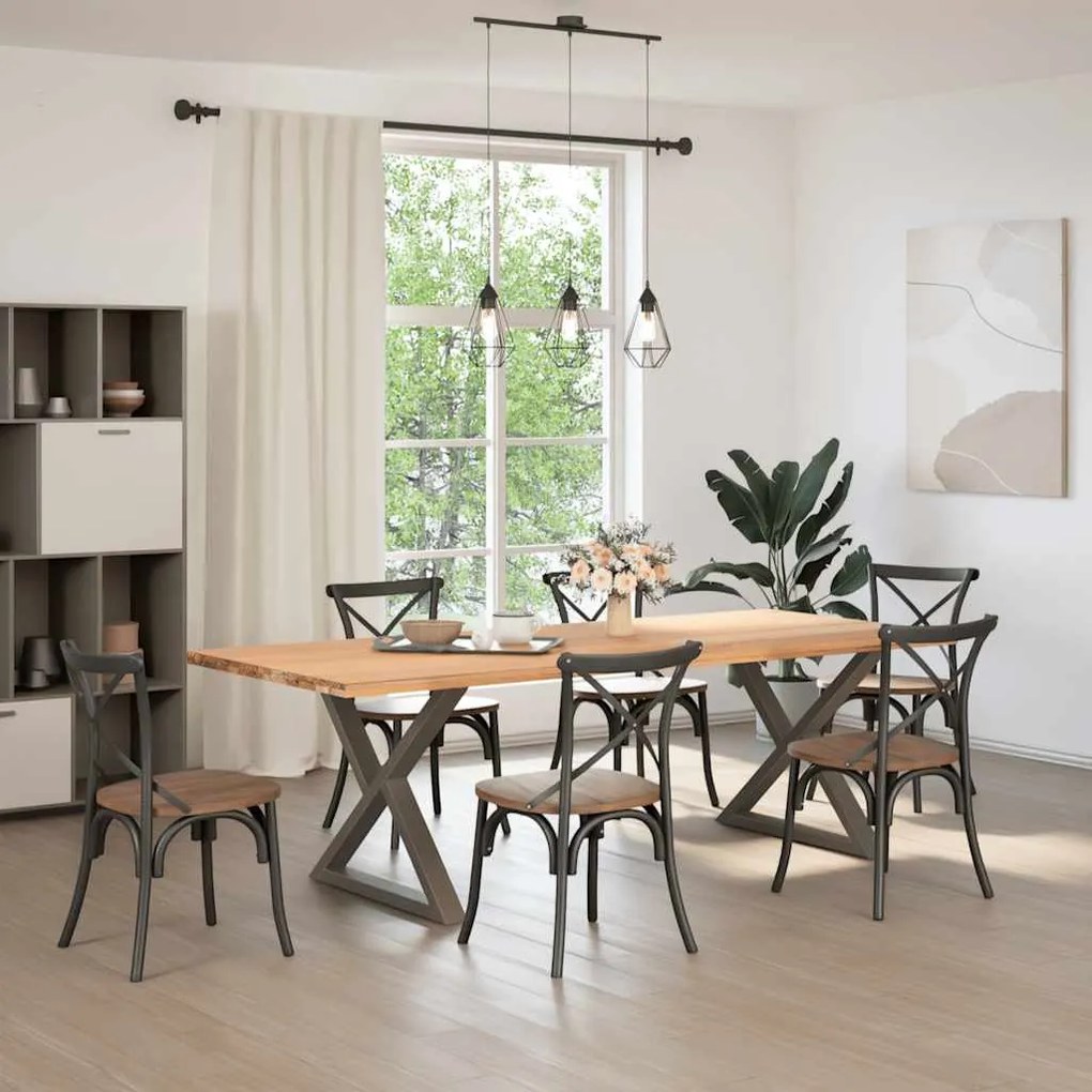 Pés para mesa de jantar 2 peças aço natural 90x(72-73,3) cm aço