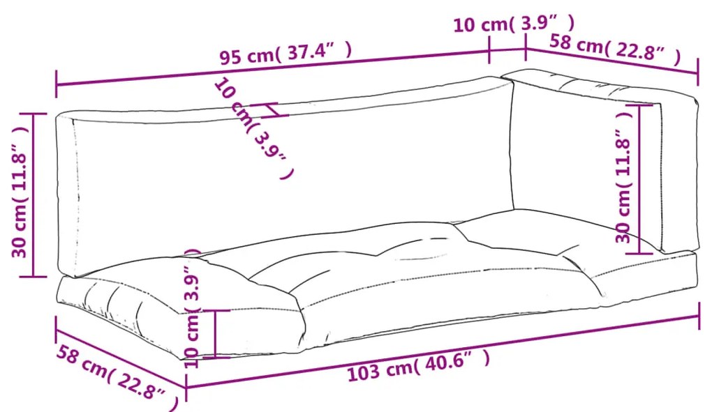Almofadões de paletes 3 pcs tecido antracite
