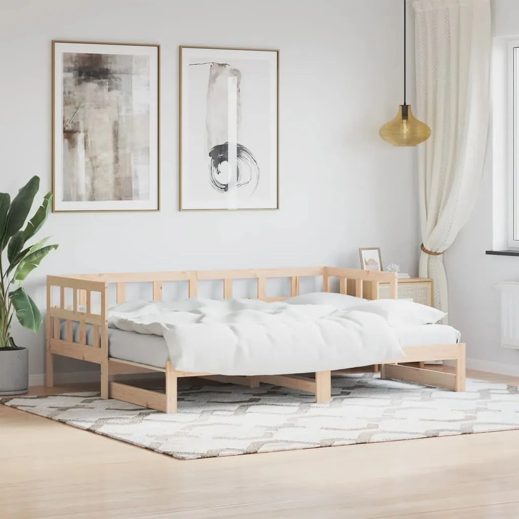 vidaXL Sofá-cama com gavetão 90x190 cm madeira de pinho maciça