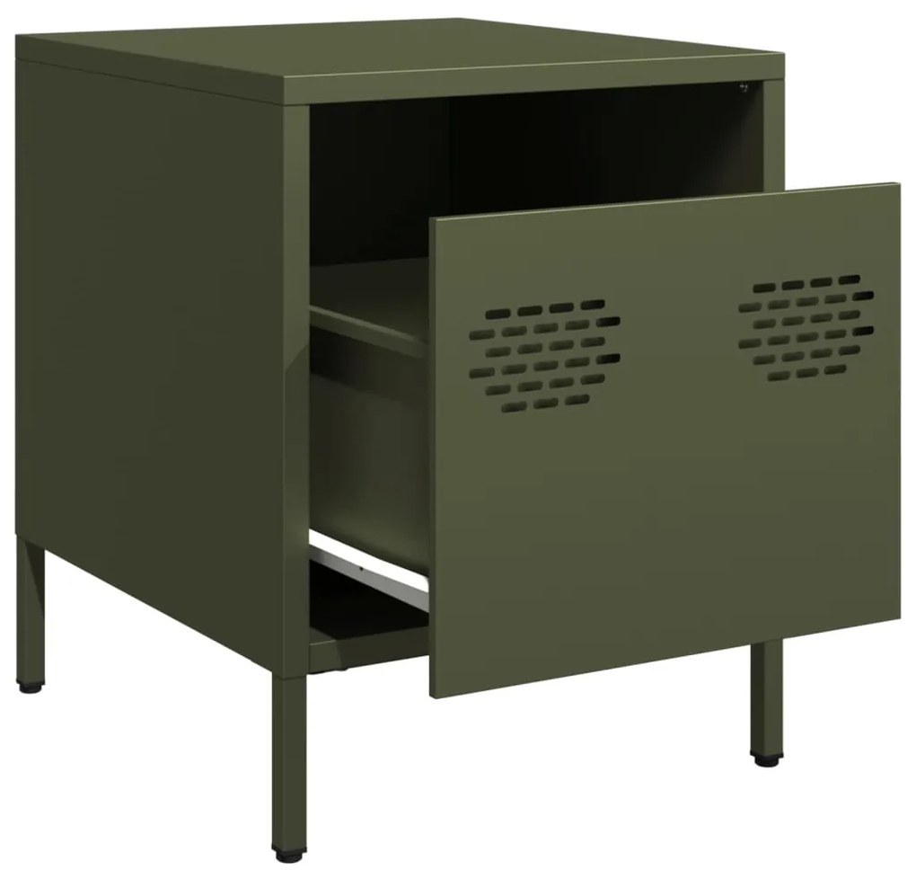 Mesa de cabeceira 35x39x43,5 cm aço verde azeitona