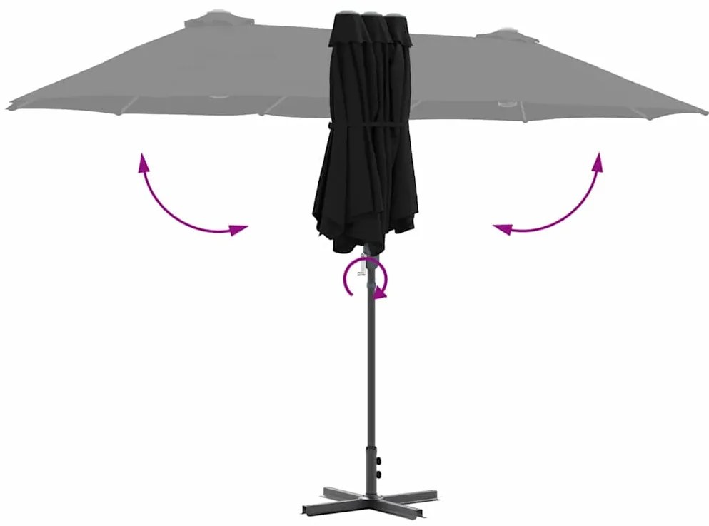 Guarda-sol de Jardim Preto 380 x 196 x 235 cm