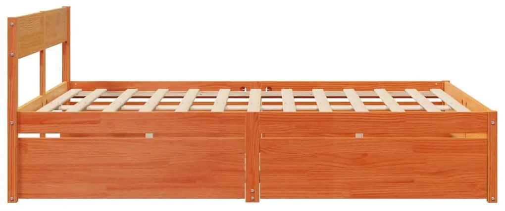 Cama sem colchão 160x200 cm madeira pinho maciço castanho-mel